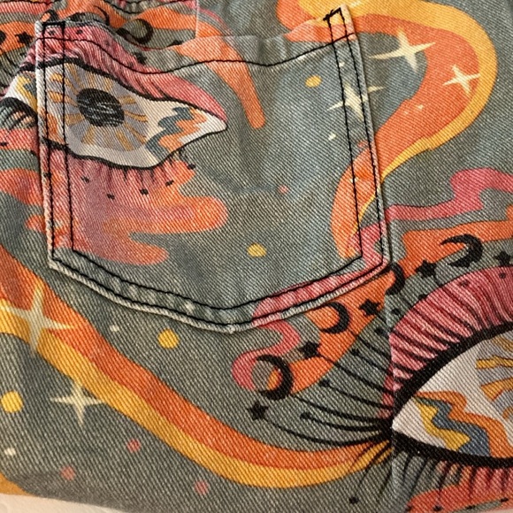 Evil eye super wide legged denim jeans button & zipper unbranded - Picture 7 of 15